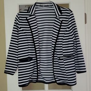 Knit striped machine washable blazer